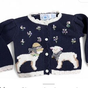 Hartstrings baby girls Cardigan sweater lamb flowers Easter Spring design 3/6m